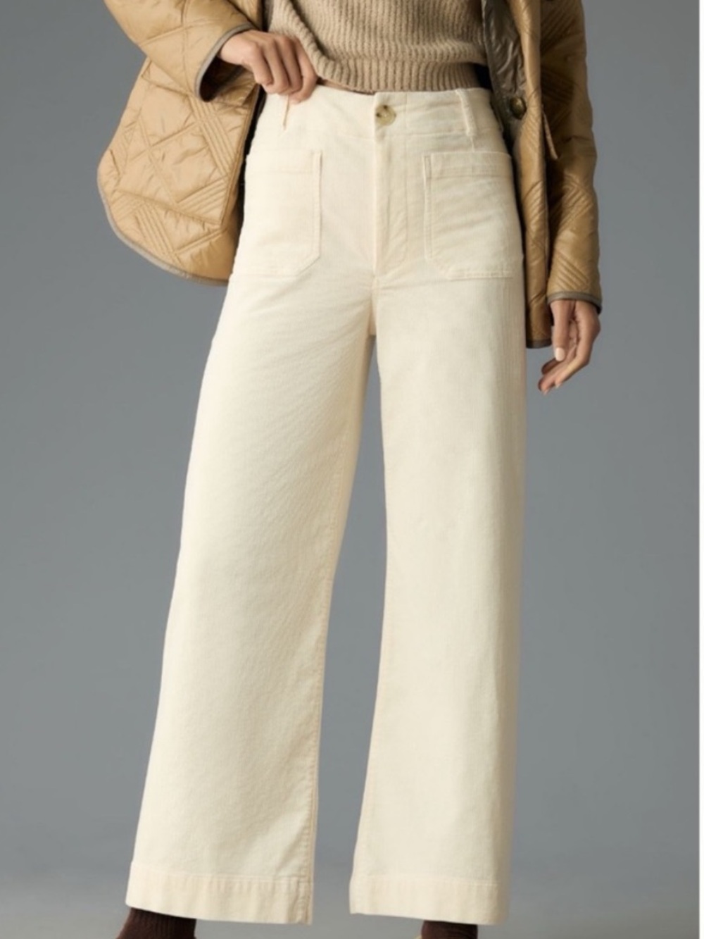 NWT Anthropologie Maeve The Colette Cropped Wide-Leg Corduroy Pants, size 32